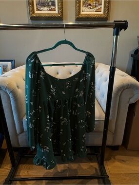 Abercrombie & Fitch Forest Green Floral Long-Sleeve Dress